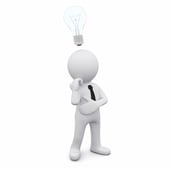 3D man with a light bulb as a symbol of creativity-2