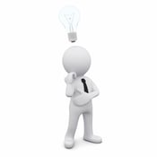 3D man with a light bulb as a symbol of creativity