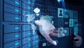 Businessman hand working with a Cloud Computing diagram on the new computer interface as concept-2